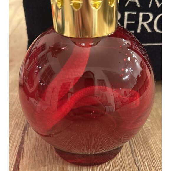 LAMPE BERGER Catalytic Oil Lamp Red Glass Boule Home Fragrance Lamp 5.75” X 3.5” - Picture 2 of 5